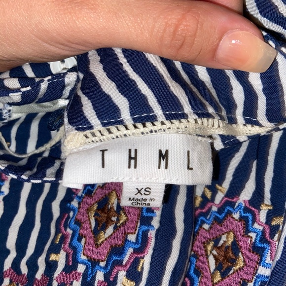 THML Halter Striped Tiered Embroidered Top - Picture 4 of 4